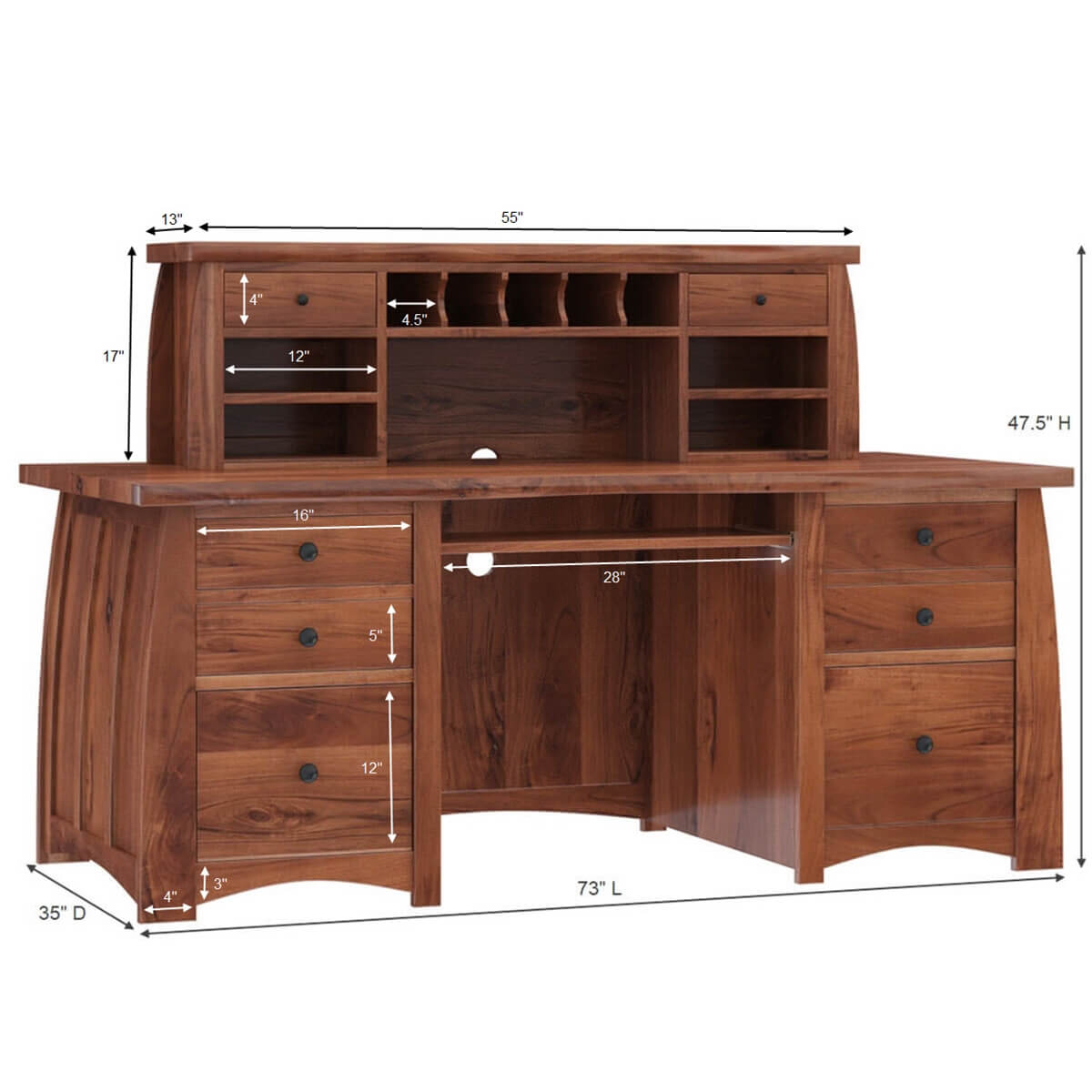 Helston Solid Wood Executive Desk Image